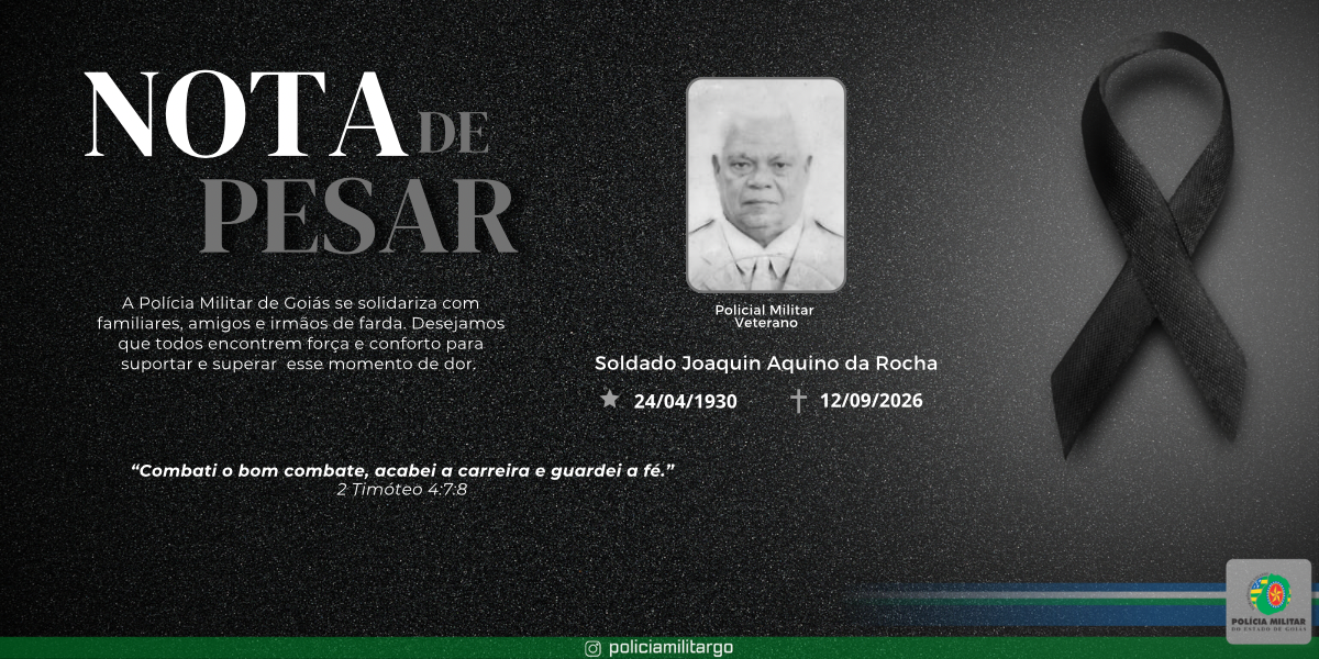 NOTA DE FALECIMENTO – SOLDADO JOAQUIM AQUINO DA ROCHA