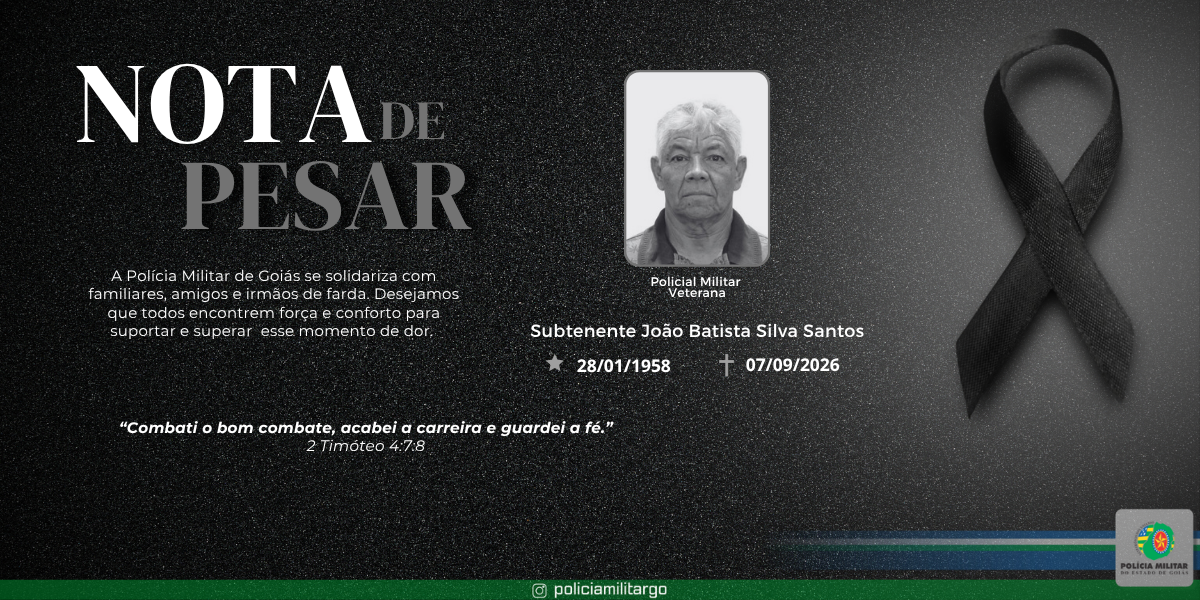 NOTA DE FALECIMENTO – SUBTENENTE VETERANO JOÃO BATISTA SILVA SANTOS