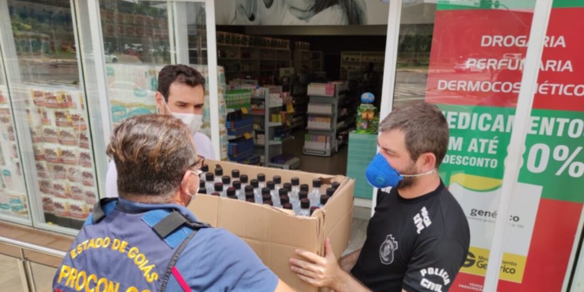 Procon Goiás e Decon apreendem 465 frascos de álcool gel fora dos padrões de consumo