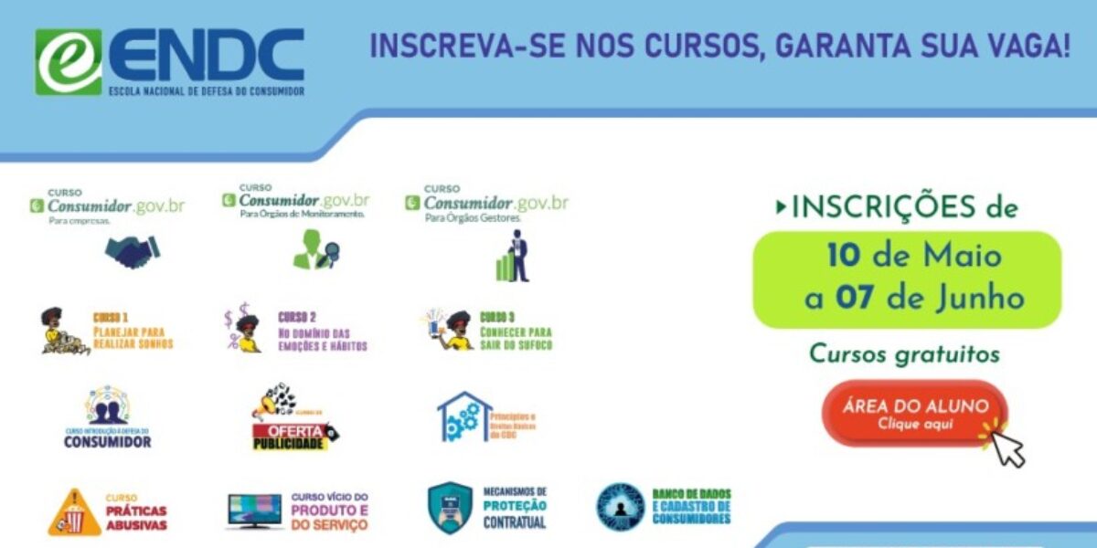 Procon Goiás divulga cursos gratuitos virtuais oferecidos pela Senacon