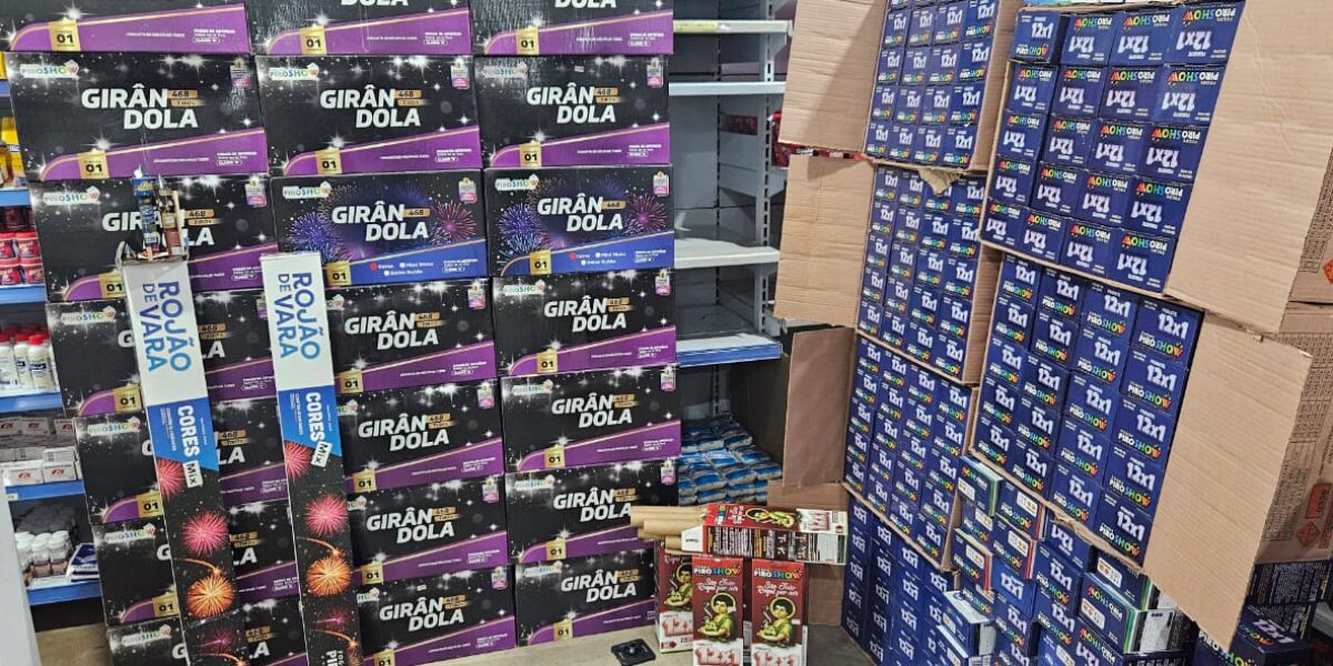 Em supermercado de Nova Glória, Procon Goiás apreende quase 1800 unidades de fogos de artifício vendidas de forma irregular