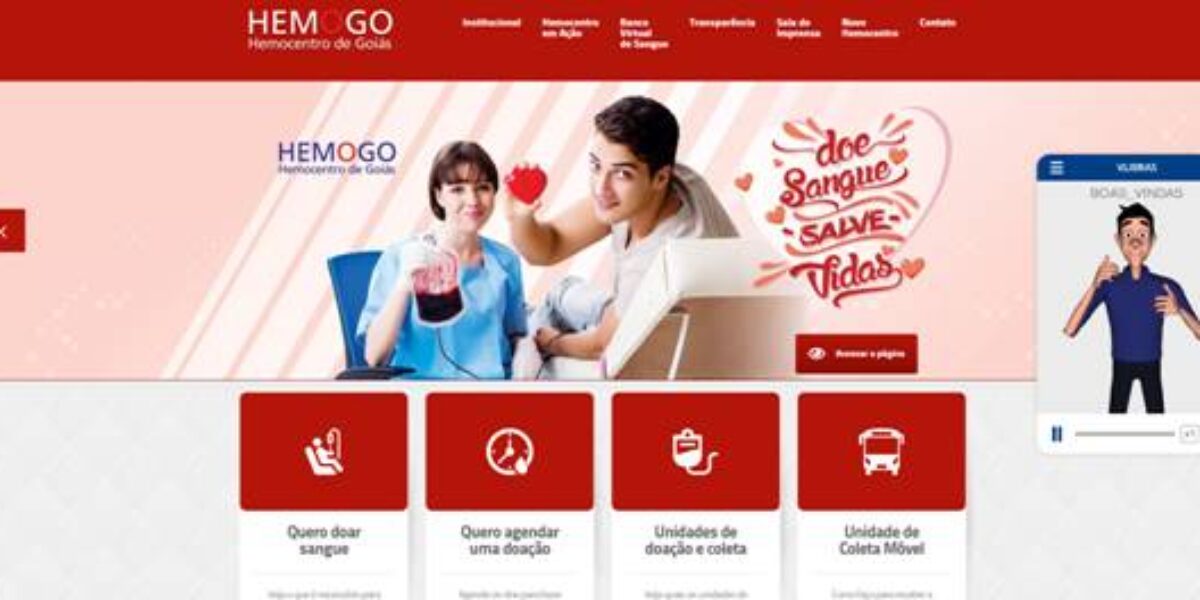 Sites do Hemocentro e do HGG passam a ter ferramenta em Libras