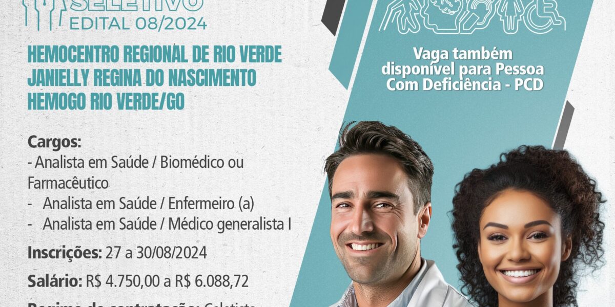 Idtech abre processo seletivo para contratação de profissionais para atuar no Hemocentro Regional de Rio Verde