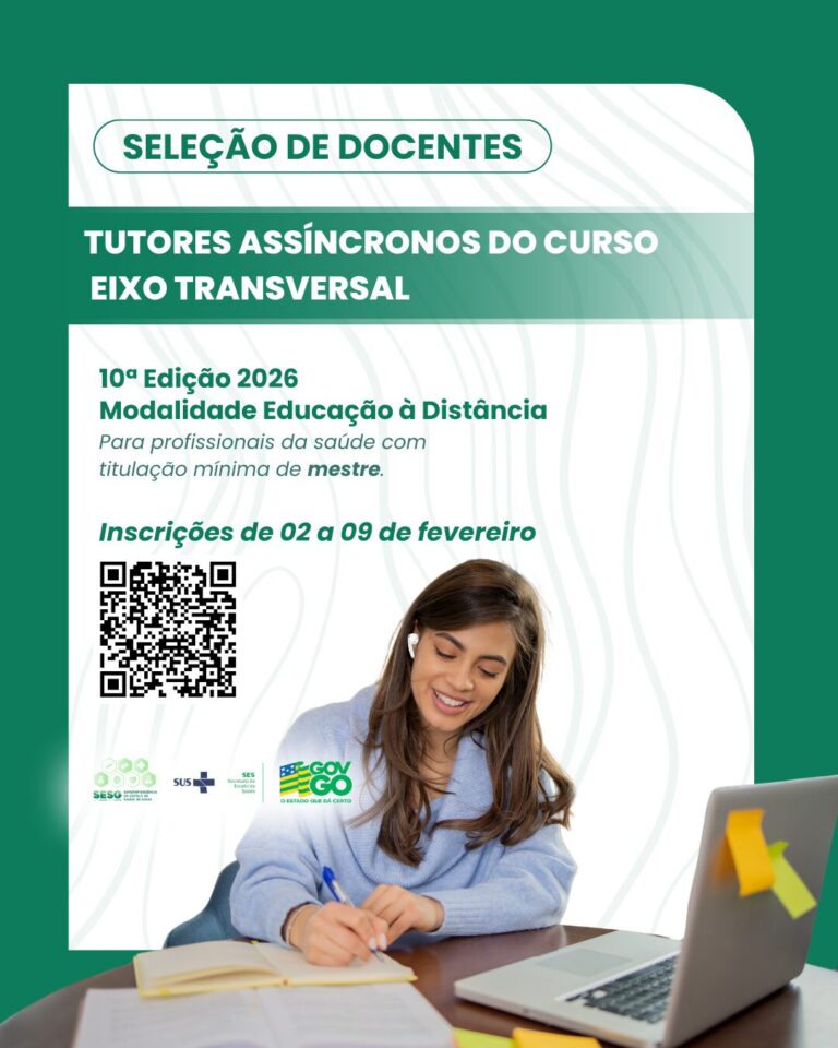 Saúde estadual abre seleção de tutores assíncronos para curso EaD do ...