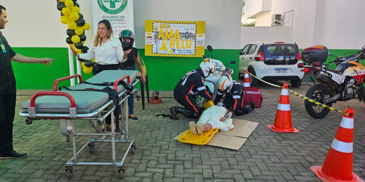 Hospital Estadual de Luziânia promove simulação de acidente e alerta para riscos no trânsito