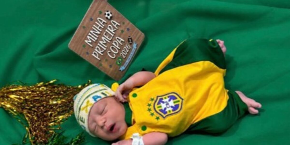 Recém-nascidos no HEF participam de ensaio temático inspirado na Copa do Mundo