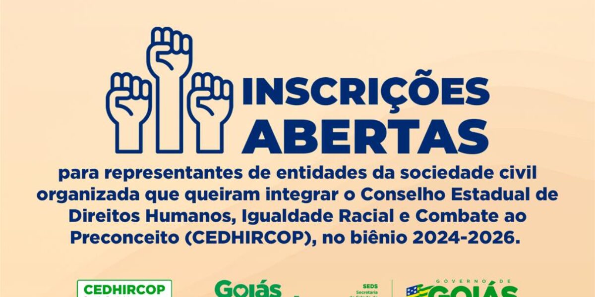 Inscrições abertas para representantes da sociedade civil interessados em integrar o Conselho Estadual de Direitos Humanos, Igualdade Racial e Combate ao Preconceito