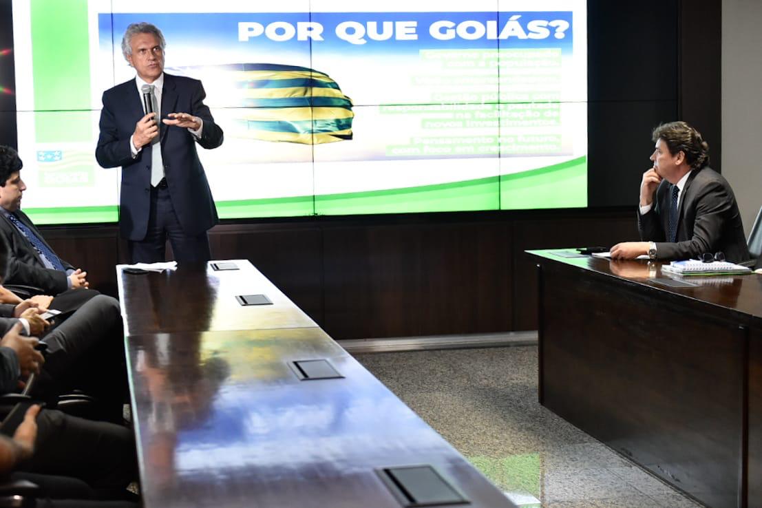 Governador Ronaldo Caiado durante anúncio dos números da geração de emprego no País, divulgados pelo Cadastro Geral de Empregados e Desempregados (Caged), na última quarta, 24 de abril de 2019.