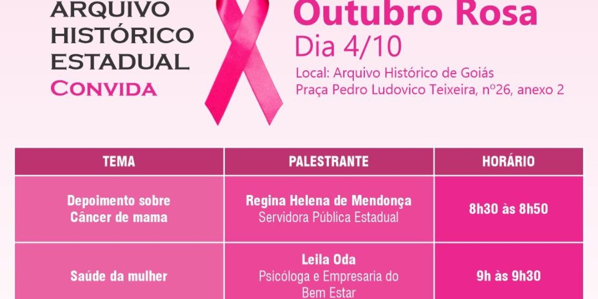 Arquivo Histórico Estadual promove evento em campanha contra o câncer de mama