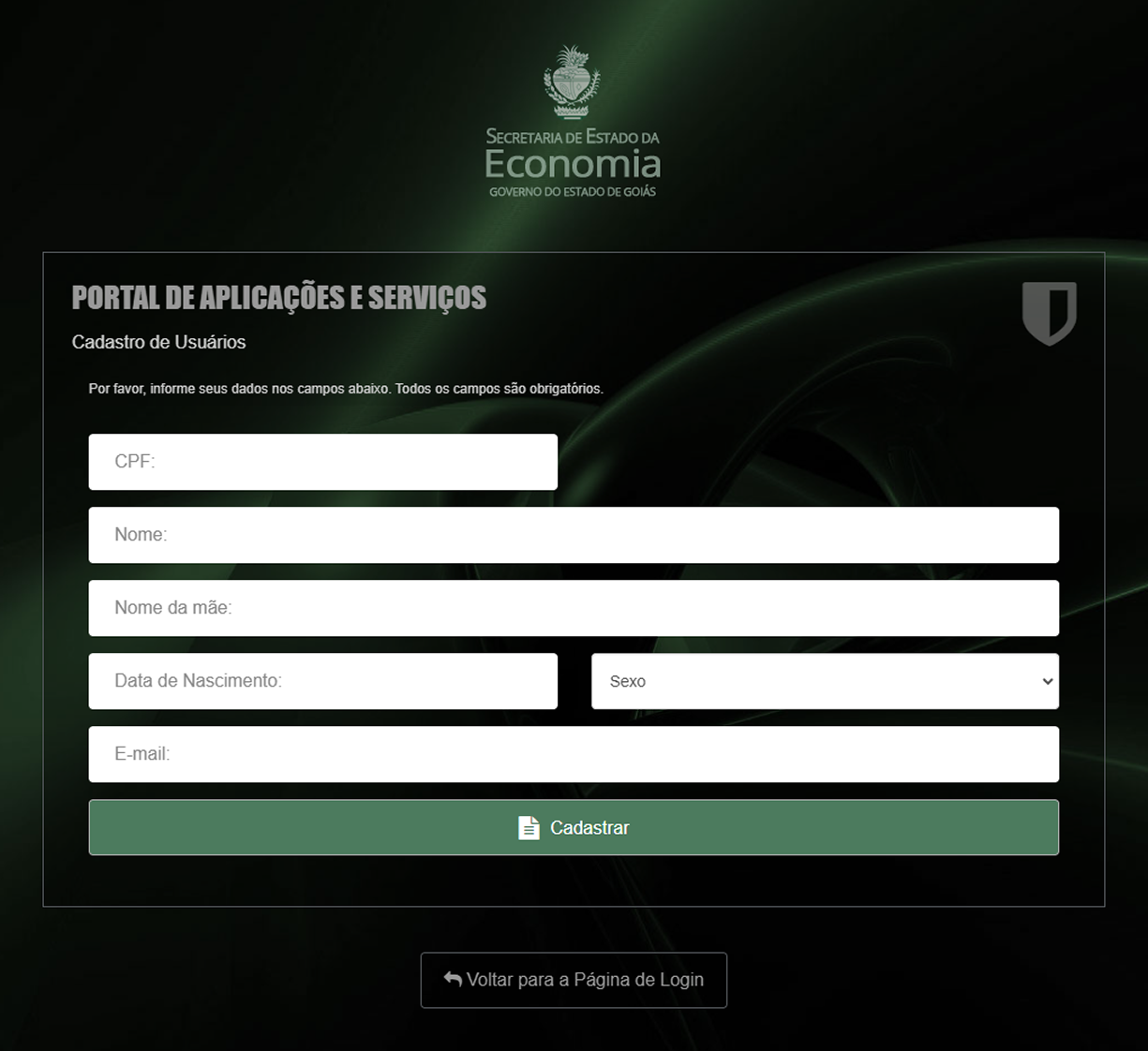 Tela de Cadastro